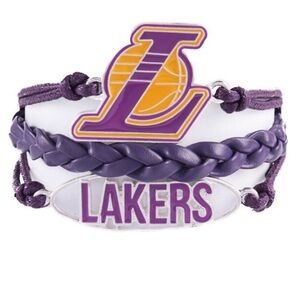 Ashley Bridget x NBA LA Lakers Purple White Braided Bracelet NEW 3 Layer Rope
